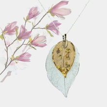 Load image into Gallery viewer, Real Leaf Pendant - Gilded, Double - Silver-Gold / 30 inches - UrbanroseNYC
