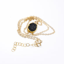 Load image into Gallery viewer, Minimalist Gemstone Pendant - Black Druzy - Minimalist Gemstone Pendant - Black Druzy - UrbanroseNYC

