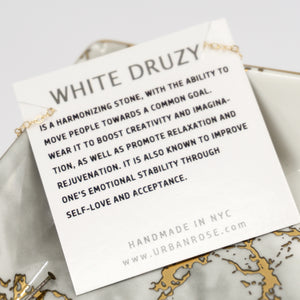 Minimalist Gemstone Pendant - White Druzy - Minimalist Gemstone Pendant - White Druzy - UrbanroseNYC