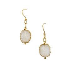 Load image into Gallery viewer, Minimalist Gemstone Earrings - White Druzy - Minimalist Gemstone Earrings - White Druzy - UrbanroseNYC

