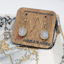 Load image into Gallery viewer, Minimalist Gemstone Earrings - White Druzy - Minimalist Gemstone Earrings - White Druzy - UrbanroseNYC
