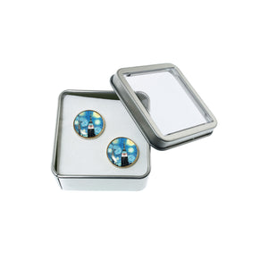 Altered Art Cufflinks - NYC Starry Night - Altered Art Cufflinks - NYC Starry Night - UrbanroseNYC