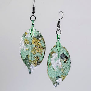 Gilded Leaf Earrings - Golden Grass - Green UrbanroseNYC