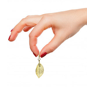 Mini Real Leaf Earrings - Gold - Mini Real Leaf Earrings - Gold - UrbanroseNYC