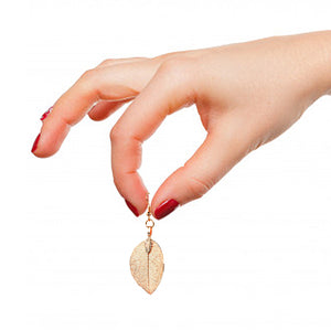 Mini Real Leaf Earrings - Rose Gold - Mini Real Leaf Earrings - Rose Gold - UrbanroseNYC