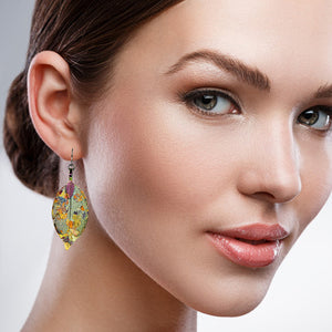 Real Leaf Earrings - Gilded - Iridescent - UrbanroseNYC