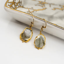 Load image into Gallery viewer, Minimalist Gemstone Earrings - Labradorite - Minimalist Gemstone Earrings - Labradorite - UrbanroseNYC
