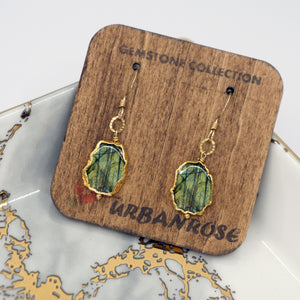 Minimalist Gemstone Earrings - Labradorite - Minimalist Gemstone Earrings - Labradorite - UrbanroseNYC