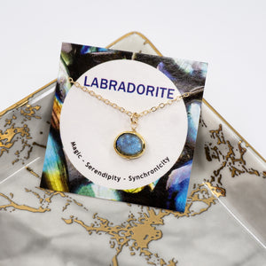 Minimalist Gemstone Pendant - Labradorite - Minimalist Gemstone Pendant - Labradorite - UrbanroseNYC