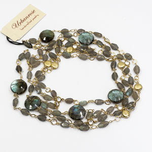 Long Gemstone Wraparound Necklace - Labradorite & Vermeil UrbanroseNYC