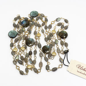 Long Gemstone Wraparound Necklace - Labradorite & Vermeil UrbanroseNYC