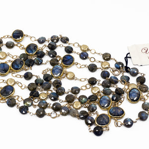 Long Gemstone Wraparound Necklace - Labradorite UrbanroseNYC