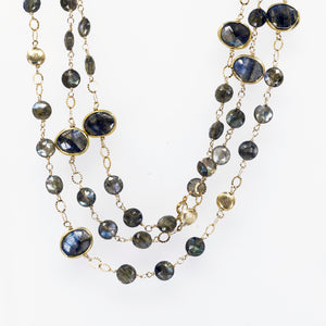 Long Gemstone Wraparound Necklace - Labradorite UrbanroseNYC