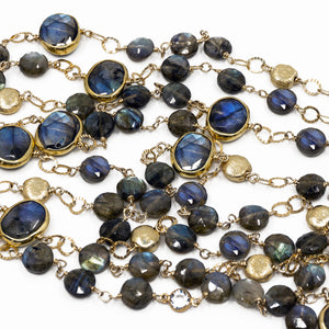 Long Gemstone Wraparound Necklace - Labradorite UrbanroseNYC