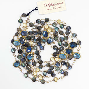Long Gemstone Wraparound Necklace - Labradorite UrbanroseNYC