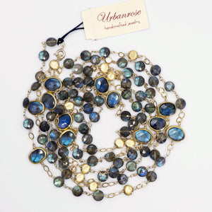 Long Gemstone Wraparound Necklace - Labradorite UrbanroseNYC