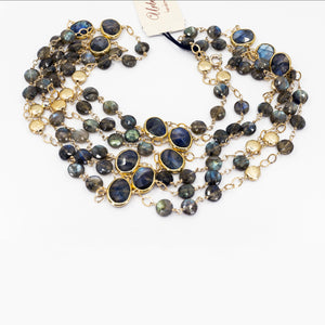 Long Gemstone Wraparound Necklace - Labradorite UrbanroseNYC