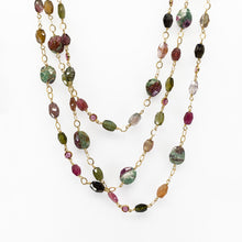 Load image into Gallery viewer, Long Gemstone Wraparound Necklace - Ruby in Zoisite &amp; Tourmaline UrbanroseNYC
