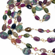 Load image into Gallery viewer, Long Gemstone Wraparound Necklace - Ruby in Zoisite &amp; Tourmaline UrbanroseNYC
