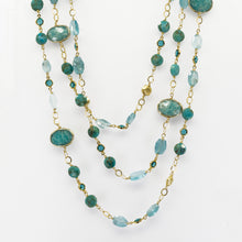 Load image into Gallery viewer, Long Gemstone Wraparound Necklace - Turquoise &amp; Apatite UrbanroseNYC
