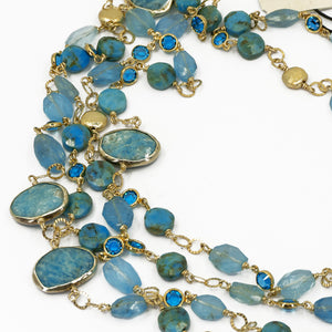 Long Gemstone Wraparound Necklace - Turquoise & Apatite UrbanroseNYC