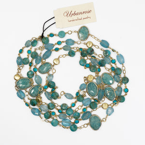 Long Gemstone Wraparound Necklace - Turquoise & Apatite UrbanroseNYC
