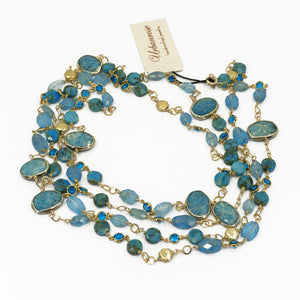 Long Gemstone Wraparound Necklace - Turquoise & Apatite UrbanroseNYC