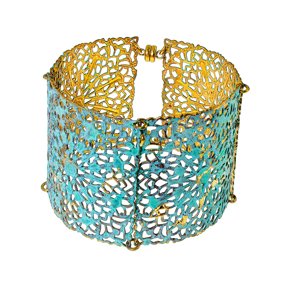 Filigree Magnetic Cuff Bracelet - Patina - UrbanroseNYC