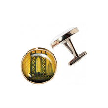 Load image into Gallery viewer, Altered Art Cufflinks - Manhattan Bridge at Sunset - Altered Art Cufflinks - Manhattan Bridge at Sunset - UrbanroseNYC

