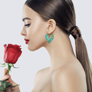 Patina Scalloped Fan Earrings - Patina Scalloped Fan Earrings - UrbanroseNYC