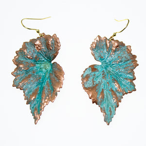 Patina Begonia Leaf Earrings - Patina Begonia Leaf Earrings - UrbanroseNYC