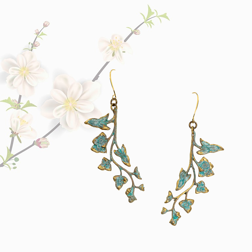 Patina Vine Earrings - Patina Vine Earrings - UrbanroseNYC