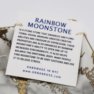 Minimalist Gemstone Pendant - Rainbow Moonstone - Minimalist Gemstone Pendant - Rainbow Moonstone - UrbanroseNYC