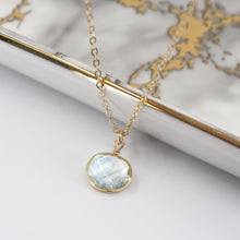 Load image into Gallery viewer, Minimalist Gemstone Pendant - Rainbow Moonstone - Minimalist Gemstone Pendant - Rainbow Moonstone - UrbanroseNYC
