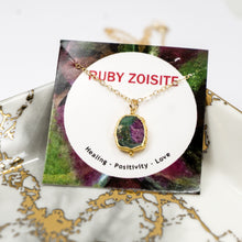Load image into Gallery viewer, Minimalist Gemstone Pendant - Ruby in Zoisite - Minimalist Gemstone Pendant - Ruby in Zoisite - UrbanroseNYC
