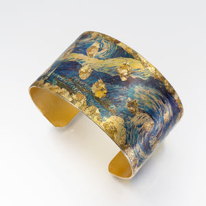 Gilded Cuff Bracelet - Van Gogh Starry Night UrbanroseNYC