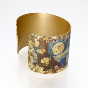 Gilded Cuff Bracelet - Van Gogh Starry Night UrbanroseNYC