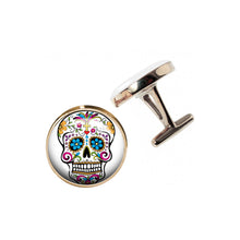Load image into Gallery viewer, Altered Art Cufflinks - Sugarskull - Altered Art Cufflinks - Sugarskull - UrbanroseNYC
