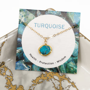Minimalist Gemstone Pendant - Turquoise - Minimalist Gemstone Pendant - Turquoise - UrbanroseNYC