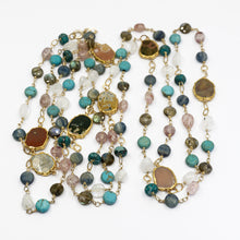 Load image into Gallery viewer, Long Gemstone Wraparound Necklace - Turquoise Agate &amp; Aurolite UrbanroseNYC
