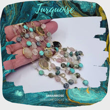Load and play video in Gallery viewer, Long Gemstone Wraparound Necklace - Turquoise Agate &amp; Aurolite
