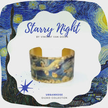 Load and play video in Gallery viewer, Gilded Cuff Bracelet - Van Gogh Starry Night
