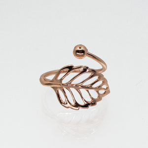 Solid Copper Bypass Ring - Cutout Leaf UrbanroseNYC