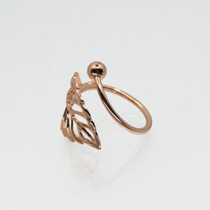 Solid Copper Bypass Ring - Cutout Leaf UrbanroseNYC