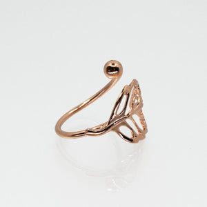 Solid Copper Bypass Ring - Cutout Leaf UrbanroseNYC