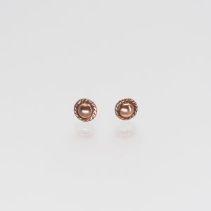 Solid Copper Stud Earrings - Rope Border UrbanroseNYC