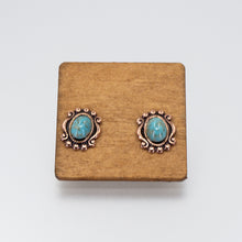 Load image into Gallery viewer, Solid Copper Stud Earrings - Turquoise Setting UrbanroseNYC

