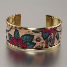 Load image into Gallery viewer, Portuguese Cork Channel Cuff - Paisley Floral - 1 inch - UrbanroseNYC
