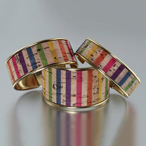 Portuguese Cork Channel Cuff - Color Stripes - Portuguese Cork Channel Cuff - Color Stripes - UrbanroseNYC