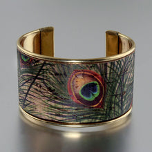 Load image into Gallery viewer, Portuguese Cork Channel Cuff - Peacock - 1.5 inches - UrbanroseNYC
